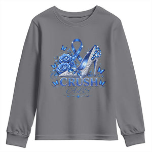 ALS Awareness Youth Sweatshirt Blue Ribbon Women Crush ALS TS10 Charcoal Print Your Wear