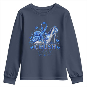 ALS Awareness Youth Sweatshirt Blue Ribbon Women Crush ALS TS10 Navy Print Your Wear