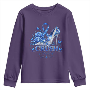 ALS Awareness Youth Sweatshirt Blue Ribbon Women Crush ALS TS10 Purple Print Your Wear
