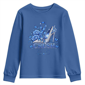 ALS Awareness Youth Sweatshirt Blue Ribbon Women Crush ALS TS10 Royal Blue Print Your Wear