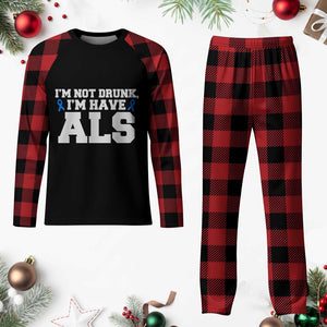 ALS Awareness Plaid Pajama Set Im Not Drunk I Have ALS TS10 Buffalo Plaid Print Your Wear