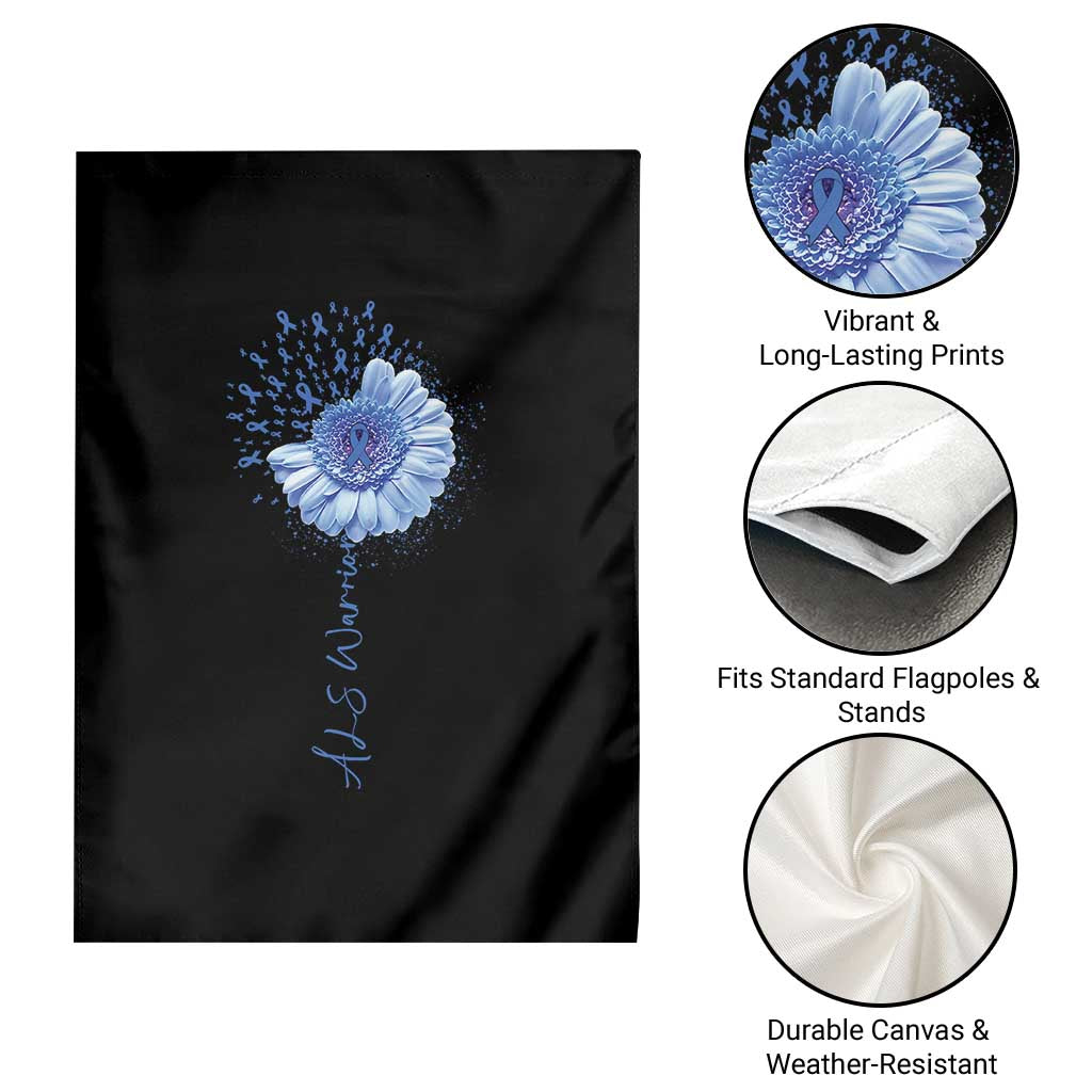 ALS Awareness Garden Flag Blue Ribbon Sunflower ALS Warrior TS10 Print Your Wear
