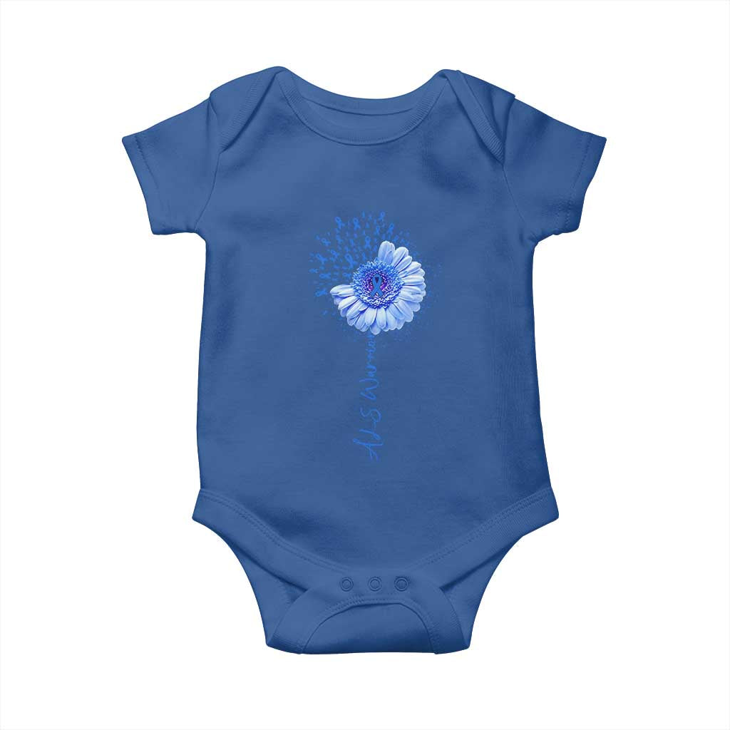 ALS Awareness Baby Onesie Blue Ribbon Sunflower ALS Warrior TS10 Royal Blue Print Your Wear