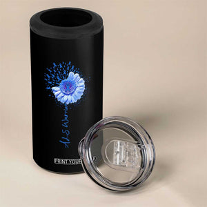 ALS Awareness 4 in 1 Can Cooler Tumbler Blue Ribbon Sunflower ALS Warrior TS10 Print Your Wear