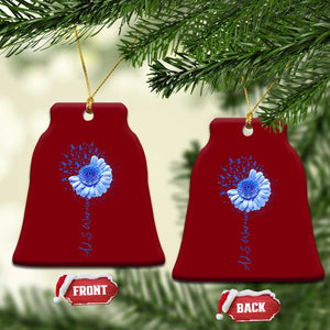 ALS Awareness Ceramic Ornament Blue Ribbon Sunflower ALS Warrior TS10 Print Your Wear