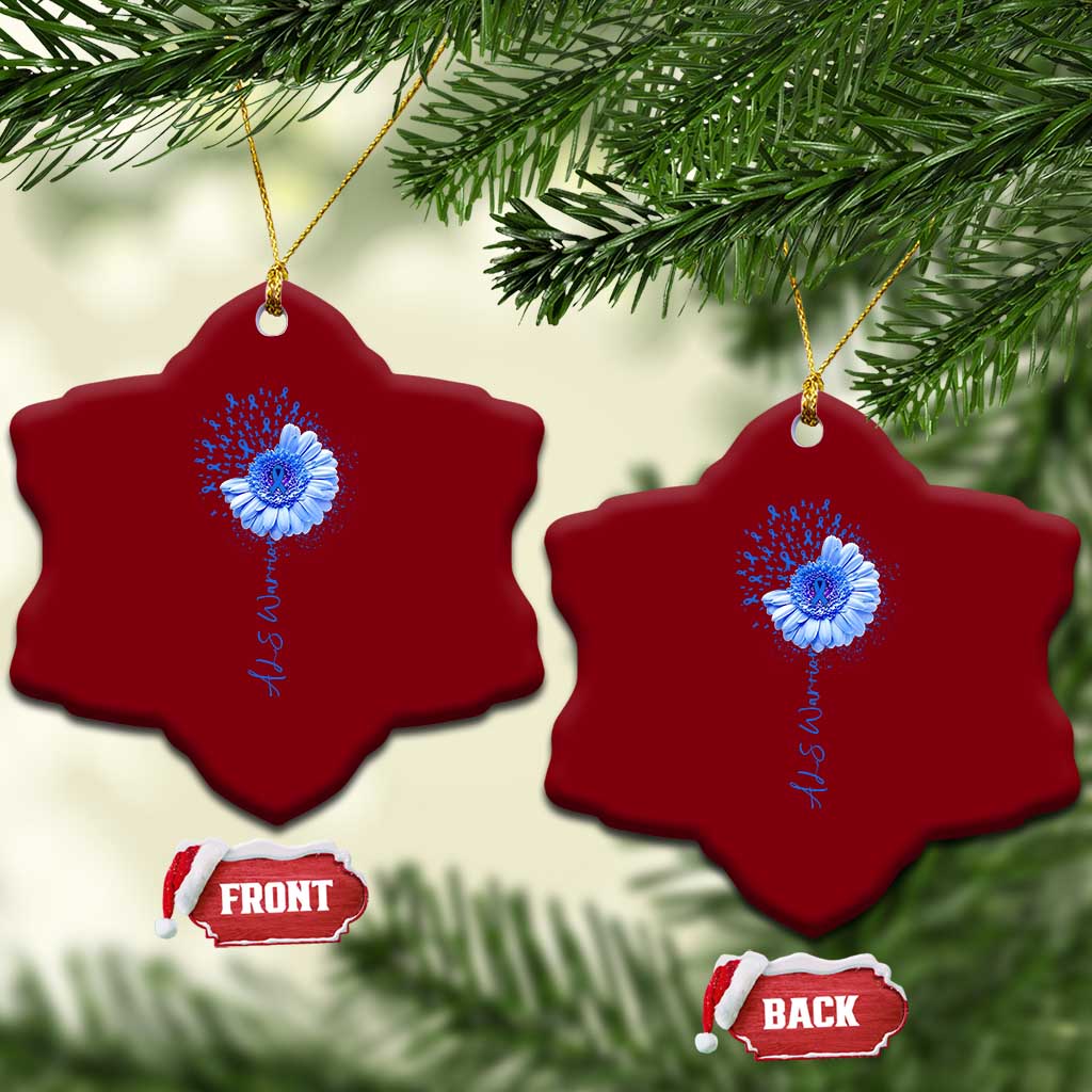 ALS Awareness Ceramic Ornament Blue Ribbon Sunflower ALS Warrior TS10 Print Your Wear