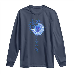 ALS Awareness Long Sleeve Shirt Blue Ribbon Sunflower ALS Warrior TS10 Navy Print Your Wear