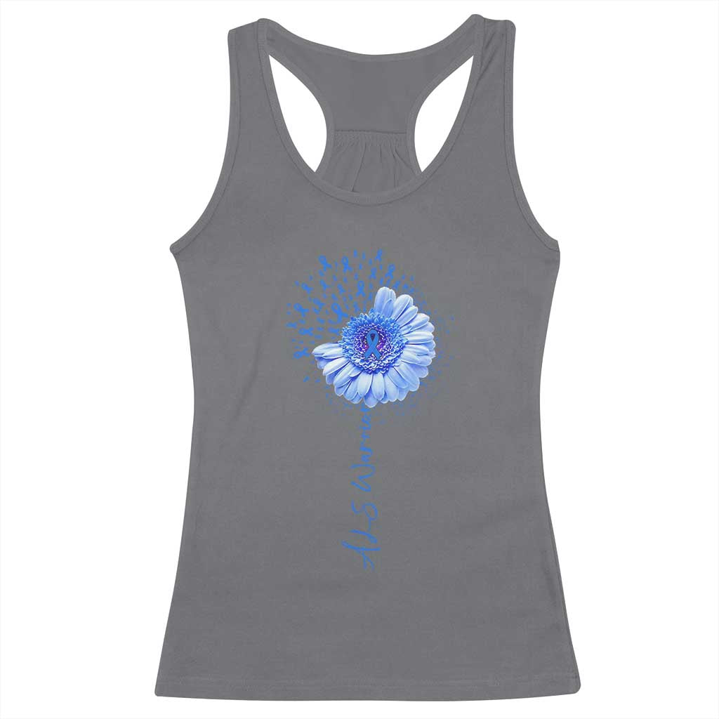 ALS Awareness Racerback Tank Top Blue Ribbon Sunflower ALS Warrior TS10 Charcoal Print Your Wear