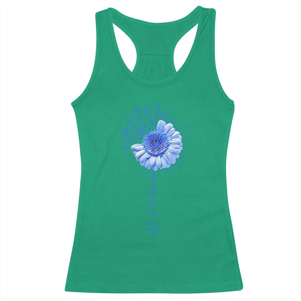 ALS Awareness Racerback Tank Top Blue Ribbon Sunflower ALS Warrior TS10 Irish Green Print Your Wear