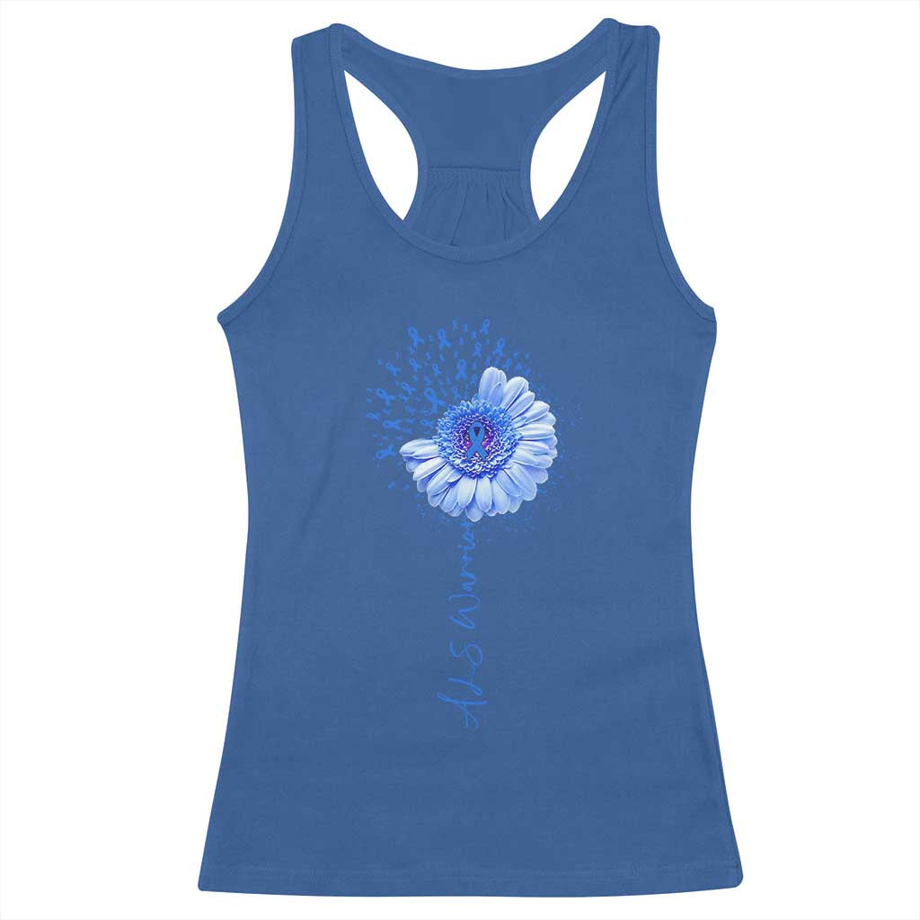 ALS Awareness Racerback Tank Top Blue Ribbon Sunflower ALS Warrior TS10 Royal Blue Print Your Wear