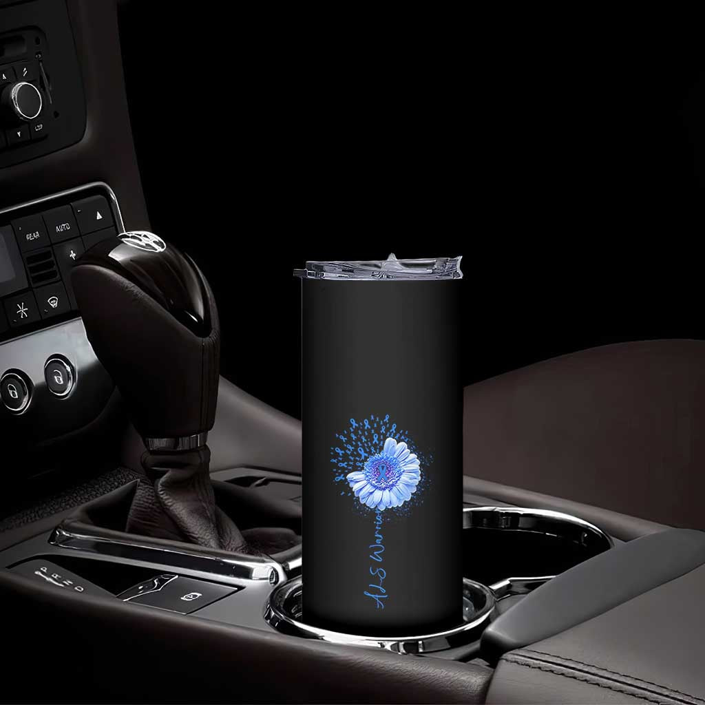ALS Awareness Skinny Tumbler Blue Ribbon Sunflower ALS Warrior TS10 Print Your Wear