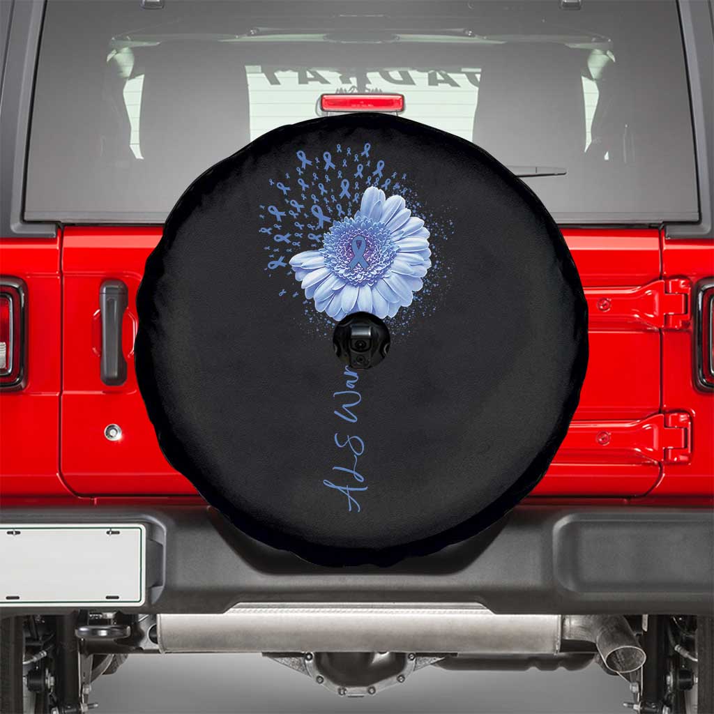 ALS Awareness Spare Tire Cover Blue Ribbon Sunflower ALS Warrior TS10 Black Print Your Wear
