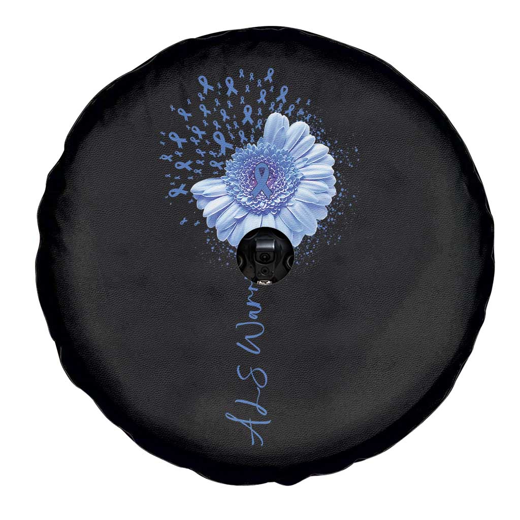 ALS Awareness Spare Tire Cover Blue Ribbon Sunflower ALS Warrior TS10 Print Your Wear