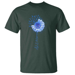 ALS Awareness T Shirt Blue Ribbon Sunflower ALS Warrior TS10 Dark Forest Green Print Your Wear