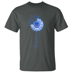 ALS Awareness T Shirt Blue Ribbon Sunflower ALS Warrior TS10 Dark Heather Print Your Wear