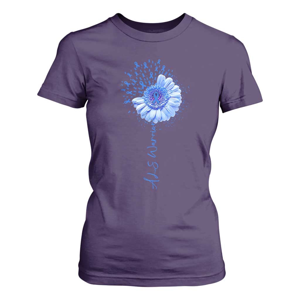 ALS Awareness T Shirt For Women Blue Ribbon Sunflower ALS Warrior TS10 Purple Print Your Wear