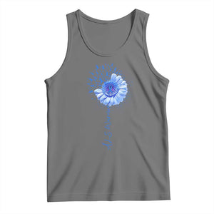 ALS Awareness Tank Top Blue Ribbon Sunflower ALS Warrior TS10 Black Heather Print Your Wear