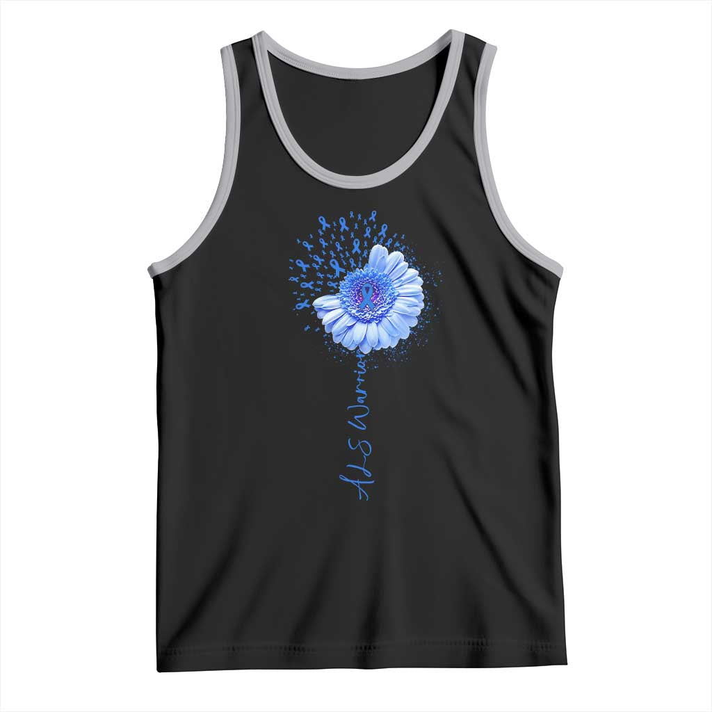 ALS Awareness Tank Top Blue Ribbon Sunflower ALS Warrior TS10 Black Athletic Heather Print Your Wear