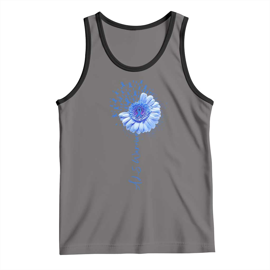 ALS Awareness Tank Top Blue Ribbon Sunflower ALS Warrior TS10 Deep Heather Black Print Your Wear