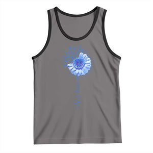 ALS Awareness Tank Top Blue Ribbon Sunflower ALS Warrior TS10 Deep Heather Black Print Your Wear