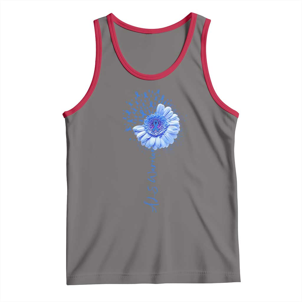 ALS Awareness Tank Top Blue Ribbon Sunflower ALS Warrior TS10 Deep Heather Red Print Your Wear