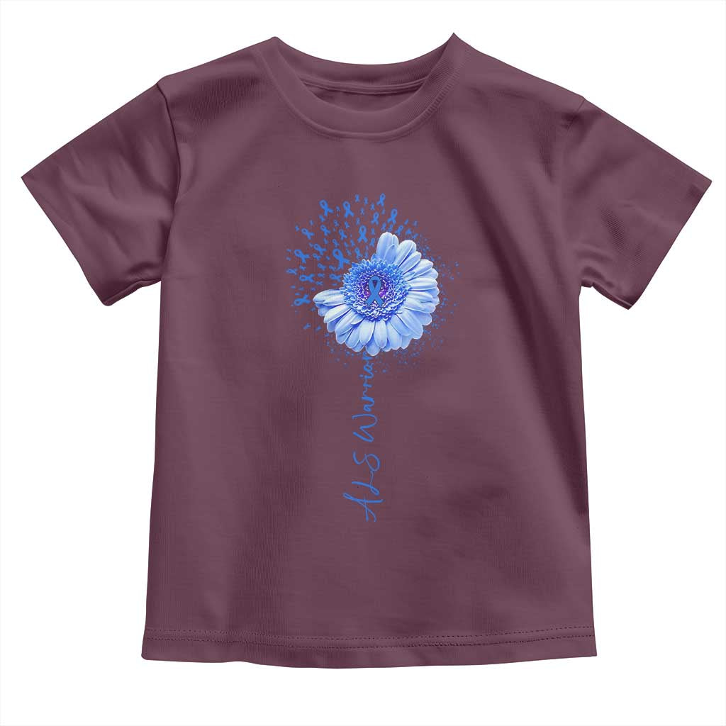 ALS Awareness Toddler T Shirt Blue Ribbon Sunflower ALS Warrior TS10 Maroon Print Your Wear