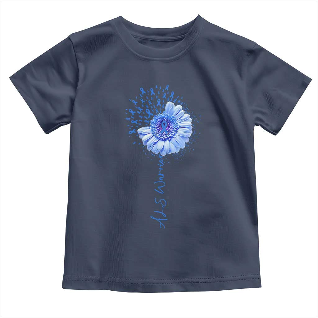 ALS Awareness Toddler T Shirt Blue Ribbon Sunflower ALS Warrior TS10 Navy Print Your Wear