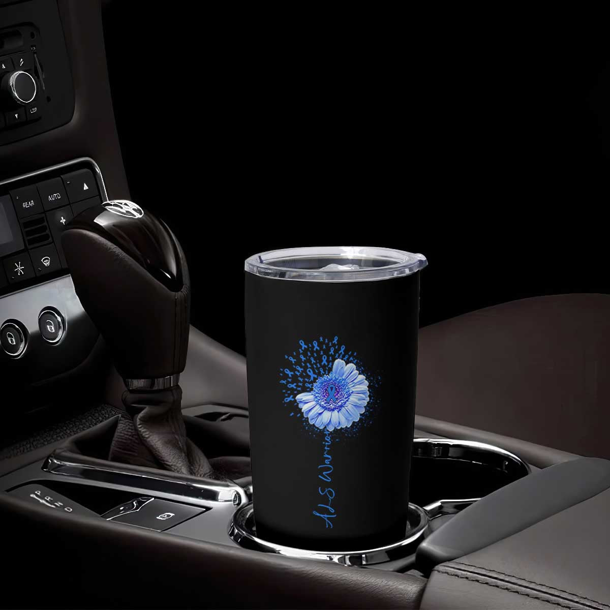 ALS Awareness Tumbler Cup Blue Ribbon Sunflower ALS Warrior TS10 Print Your Wear