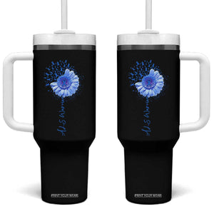 ALS Awareness Tumbler With Handle Blue Ribbon Sunflower ALS Warrior TS10 One Size: 40 oz Black Print Your Wear
