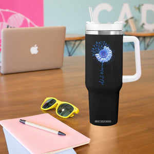 ALS Awareness Tumbler With Handle Blue Ribbon Sunflower ALS Warrior TS10 Print Your Wear