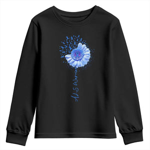 ALS Awareness Youth Sweatshirt Blue Ribbon Sunflower ALS Warrior TS10 Black Print Your Wear