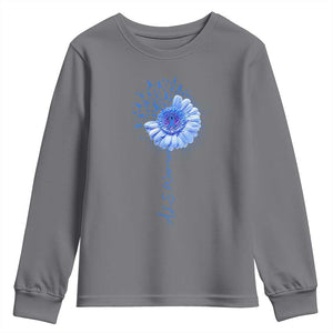 ALS Awareness Youth Sweatshirt Blue Ribbon Sunflower ALS Warrior TS10 Charcoal Print Your Wear