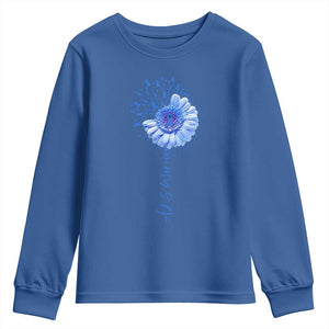 ALS Awareness Youth Sweatshirt Blue Ribbon Sunflower ALS Warrior TS10 Royal Blue Print Your Wear