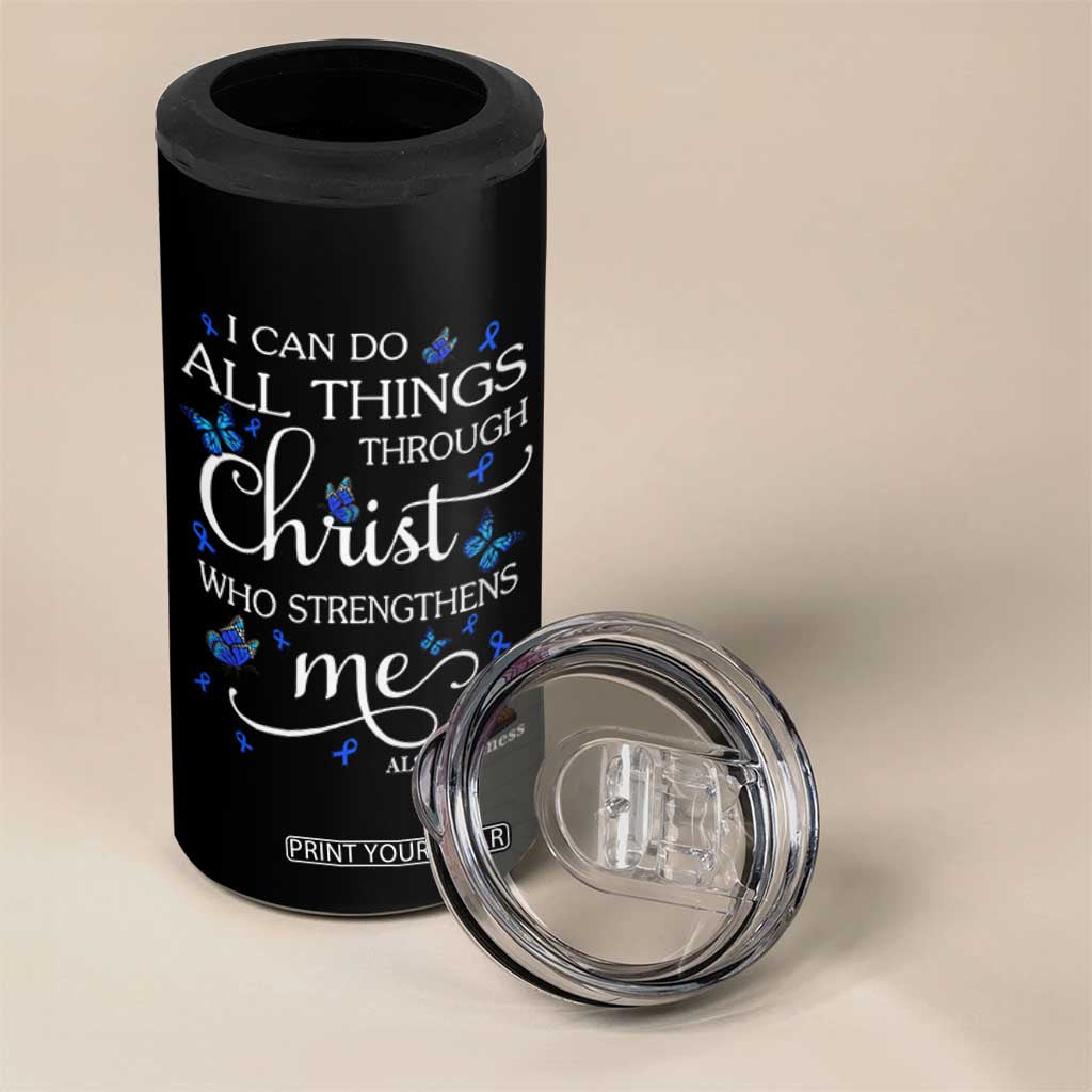 ALS Awareness 4 in 1 Can Cooler Tumbler I Can Do All Things Through Christ Butterfly Bible Verse Motivational TS10 Print Your Wear