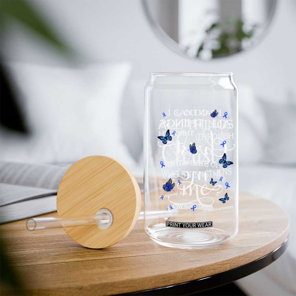 ALS Awareness Glass Can I Can Do All Things Through Christ Butterfly Bible Verse Motivational TS10 Print Your Wear
