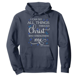 ALS Awareness Hoodie I Can Do All Things Through Christ Butterfly Bible Verse Motivational TS10 Navy Print Your Wear