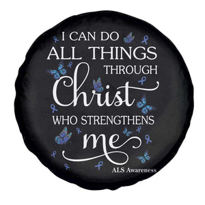 ALS Awareness Spare Tire Cover I Can Do All Things Through Christ Butterfly Bible Verse Motivational TS10 Print Your Wear