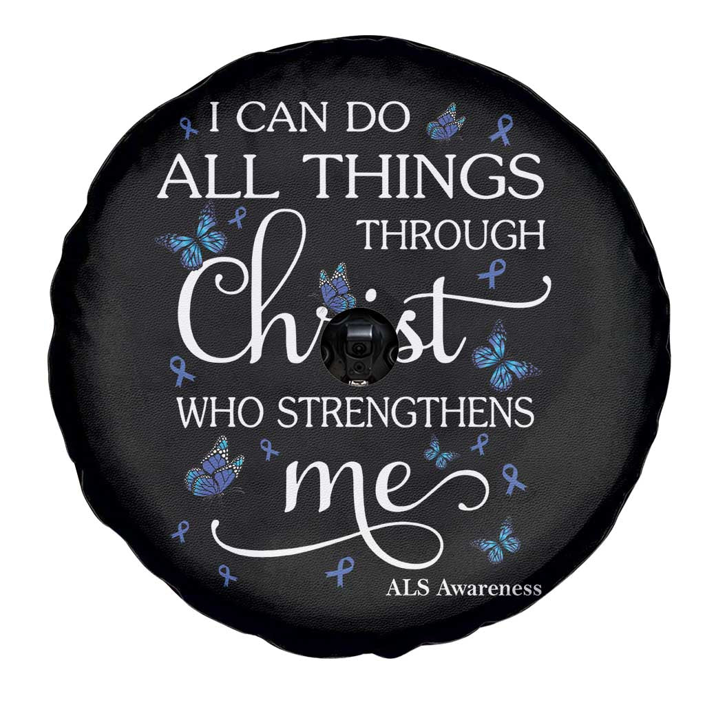 ALS Awareness Spare Tire Cover I Can Do All Things Through Christ Butterfly Bible Verse Motivational TS10 Print Your Wear