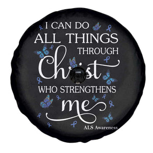 ALS Awareness Spare Tire Cover I Can Do All Things Through Christ Butterfly Bible Verse Motivational TS10 Print Your Wear