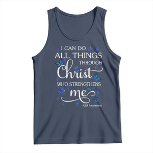 ALS Awareness Tank Top I Can Do All Things Through Christ Butterfly Bible Verse Motivational TS10 Navy Print Your Wear