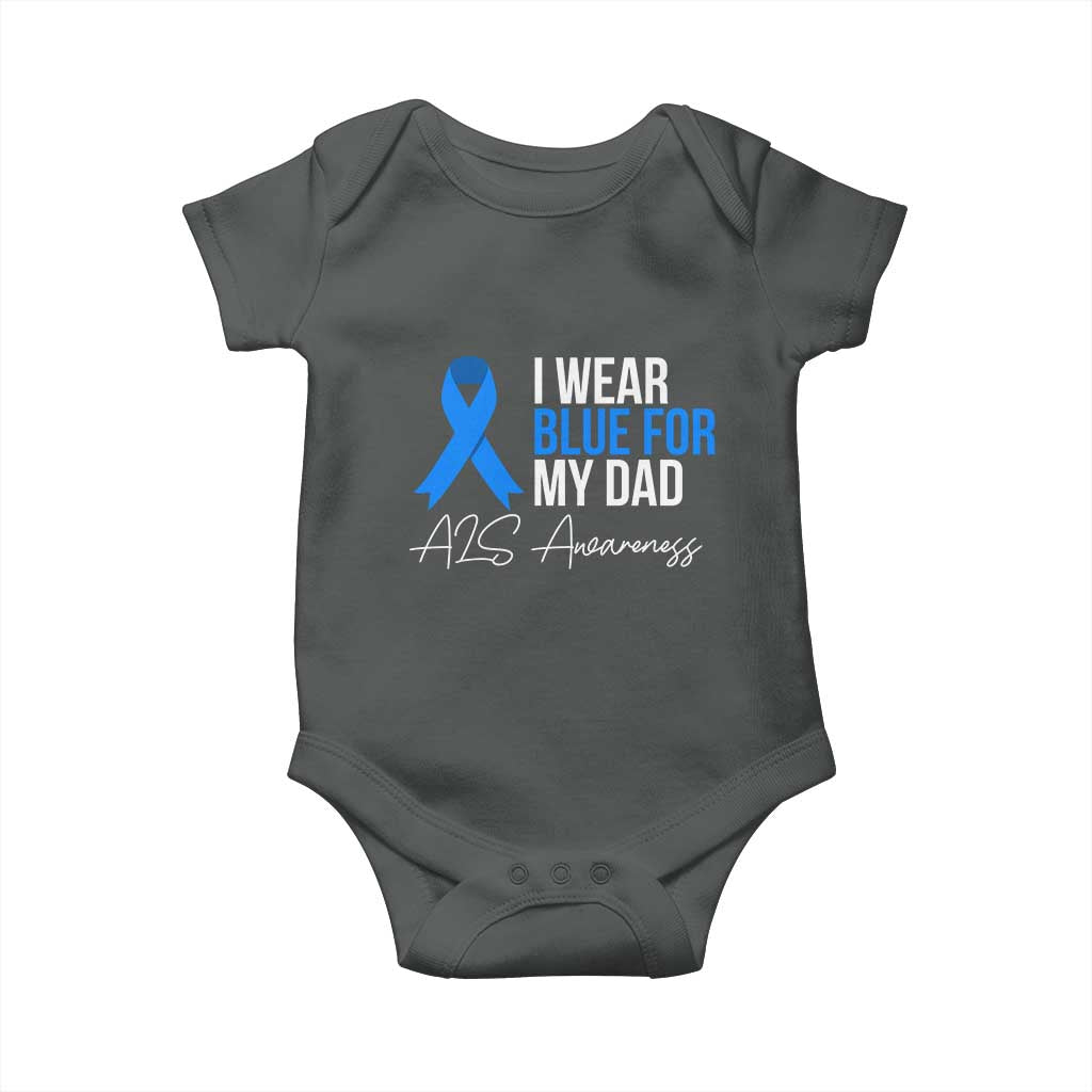 I Wear Blue For My Dad ALS Awareness Baby Onesie TS10 Dark Heather Print Your Wear