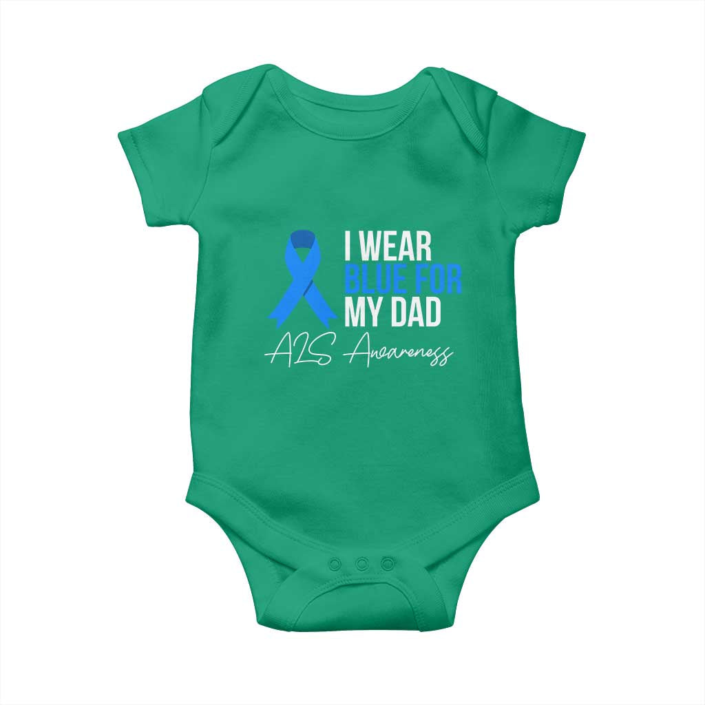 I Wear Blue For My Dad ALS Awareness Baby Onesie TS10 Irish Green Print Your Wear