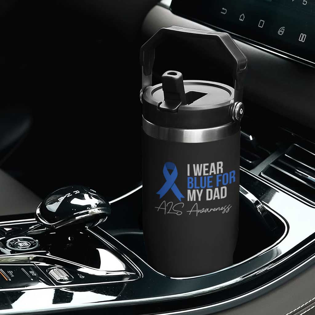 I Wear Blue For My Dad ALS Awareness Flip Straw Tumbler TS10 Print Your Wear