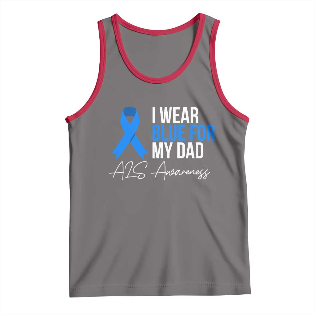 I Wear Blue For My Dad ALS Awareness Tank Top TS10 Deep Heather Red Print Your Wear