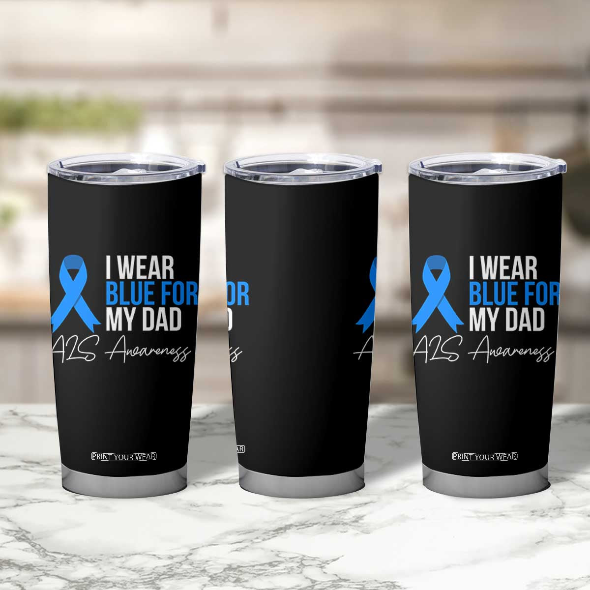 I Wear Blue For My Dad ALS Awareness Tumbler Cup TS10 Print Your Wear