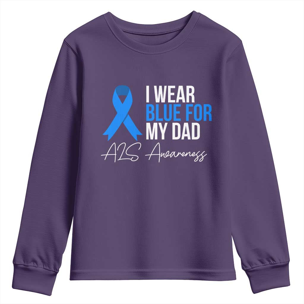 I Wear Blue For My Dad ALS Awareness Youth Sweatshirt TS10 Purple Print Your Wear