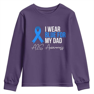 I Wear Blue For My Dad ALS Awareness Youth Sweatshirt TS10 Purple Print Your Wear