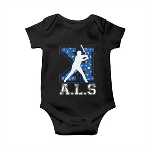 ALS Awareness Baby Onesie Baseball Strike Out ALS Support TS10 Black Print Your Wear