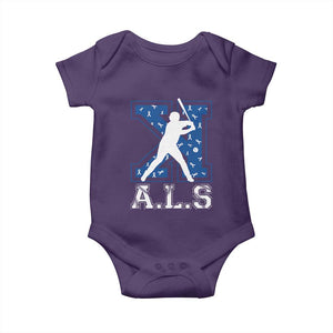 ALS Awareness Baby Onesie Baseball Strike Out ALS Support TS10 Purple Print Your Wear