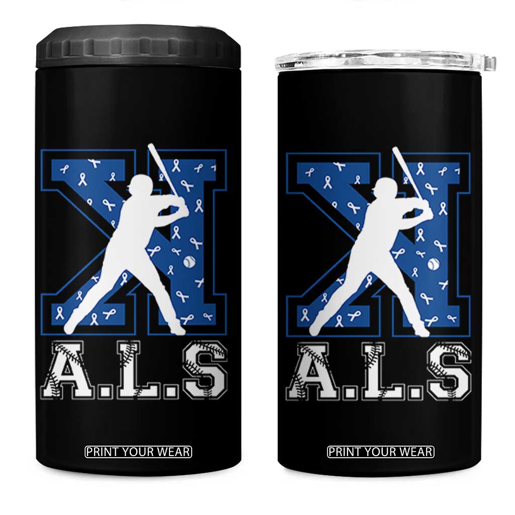 ALS Awareness 4 in 1 Can Cooler Tumbler Baseball Strike Out ALS Support TS10 One Size: 16 oz Black Print Your Wear